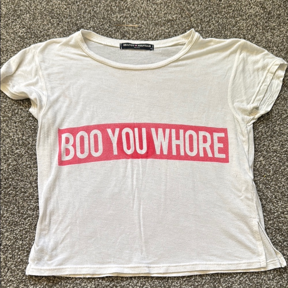 Brandy Melville White and Pink Crop Top
